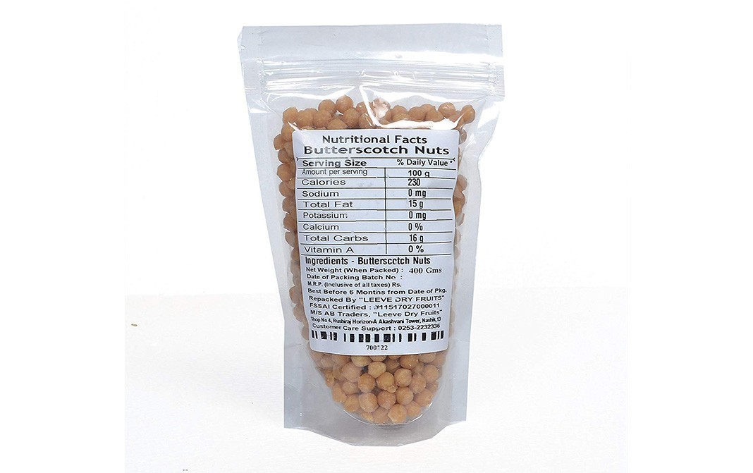 Leeve Dry fruits Butterscotch Nuts    Pack  400 grams